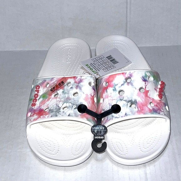 Crocs Classic Bleach Dye Slide Sandals White 207411-94S White Size M11 New main image 6